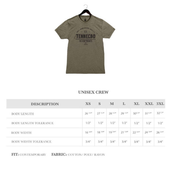 TenneCBD Unixes Shirt Size Guide
