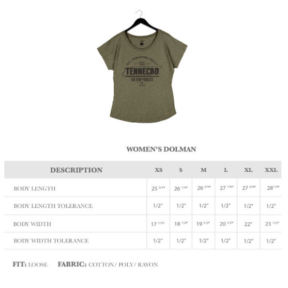 TenneCBD Women's Shirt Size Guide