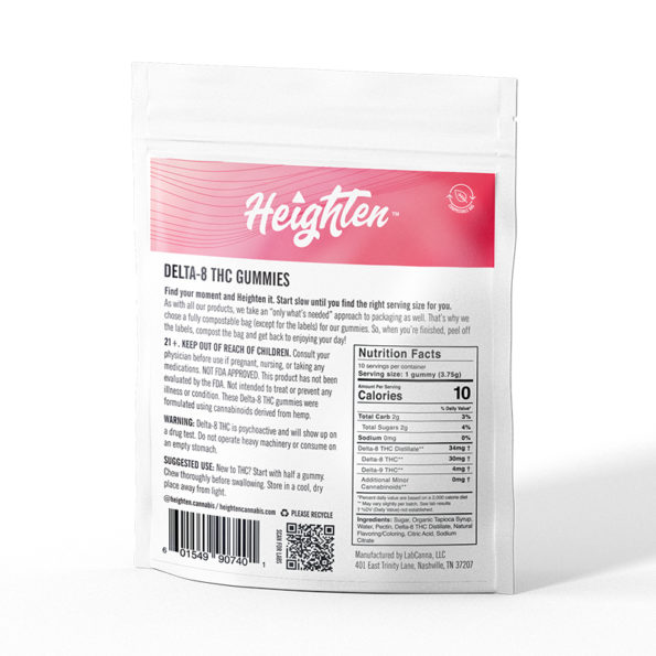 Back Label of Heighten Delta-8 Gummies